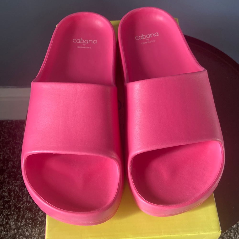 Neon Pink Bali Slides Size 9